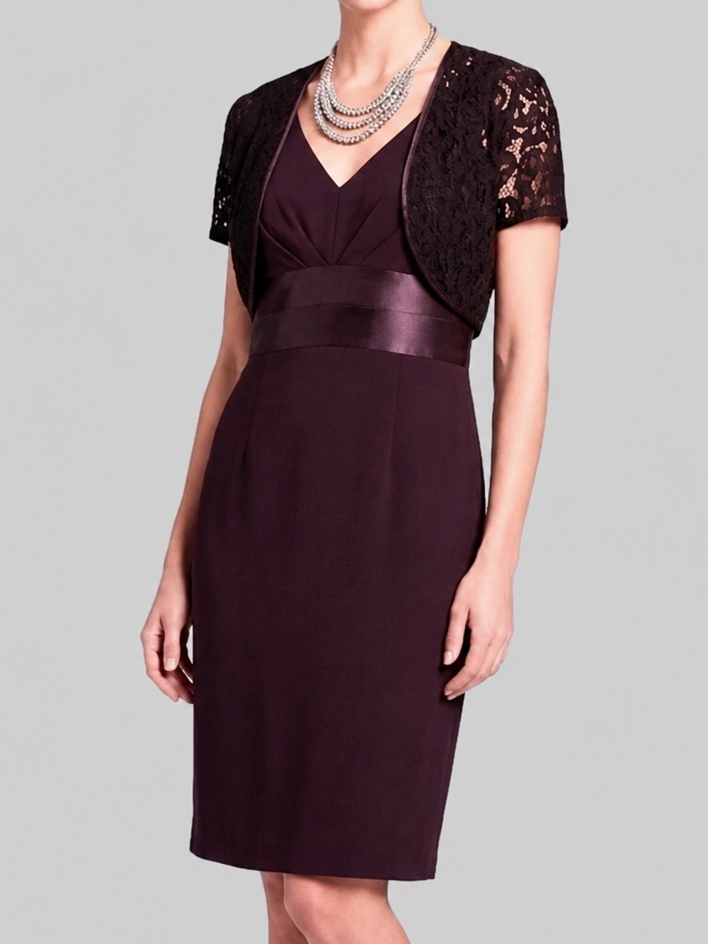 JESSICA Purple Cocktail Dress with Lace Bolero Jacket Size 14